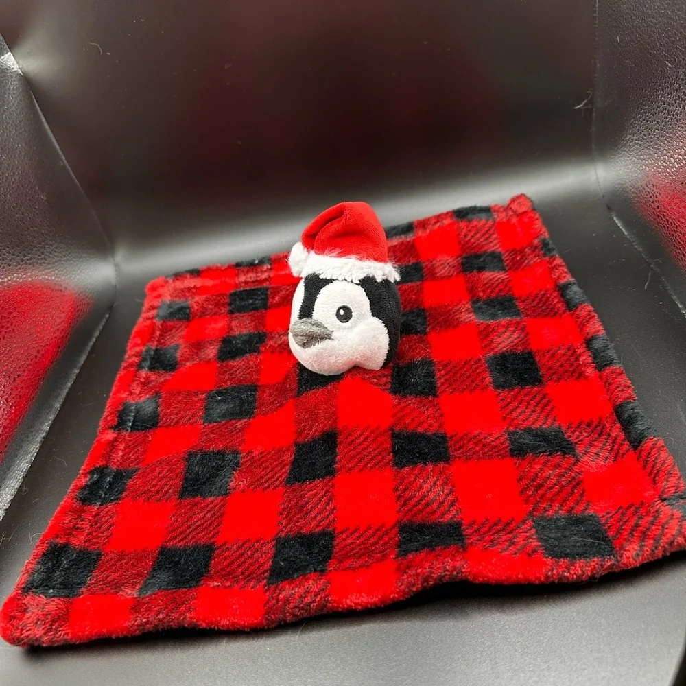 Hudson Baby HB Christmas Penguin‎ Red Buffalo Plaid Baby Security Blanket Lovey